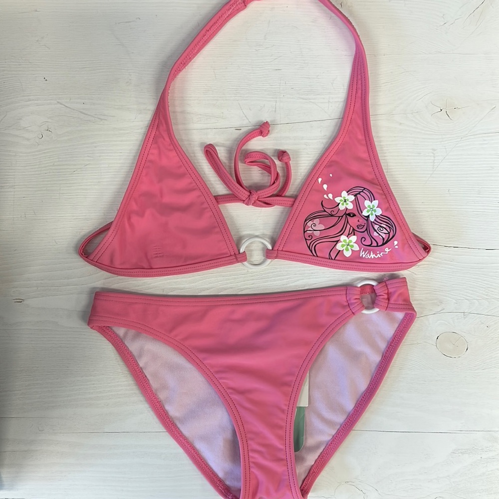 NWT Wahine Girl Pink Triangle Bikini